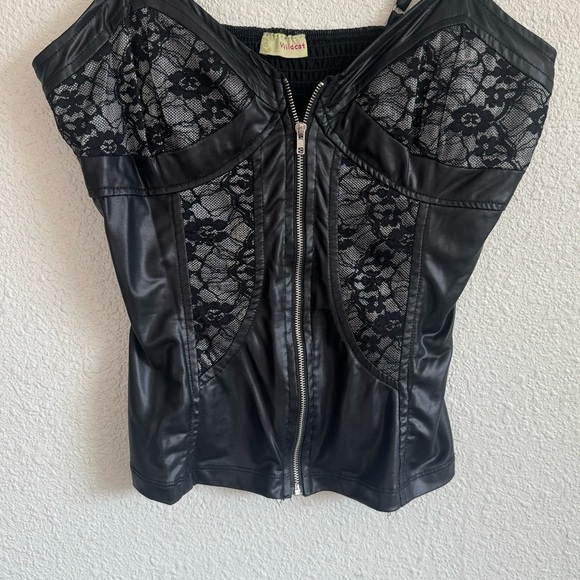 Y2k Wildcat Womens Medium Faux Leather Tank Top Whimisgoth Grunge Lace Y2K - Picture 2 of 9